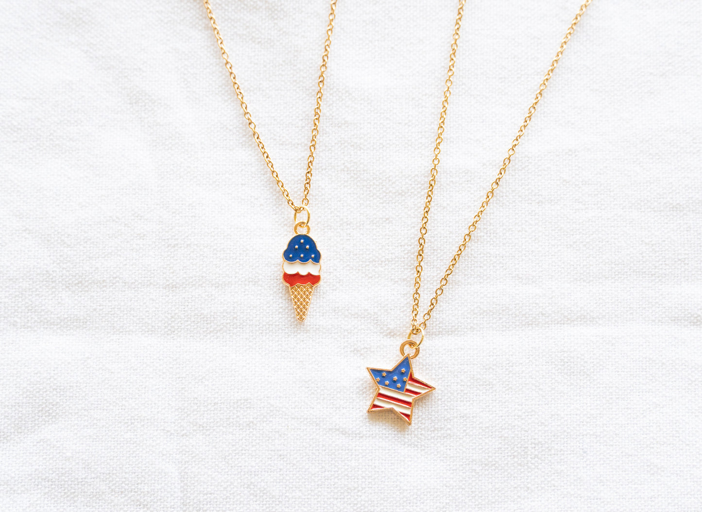 American Flag Ice cream charm necklace
