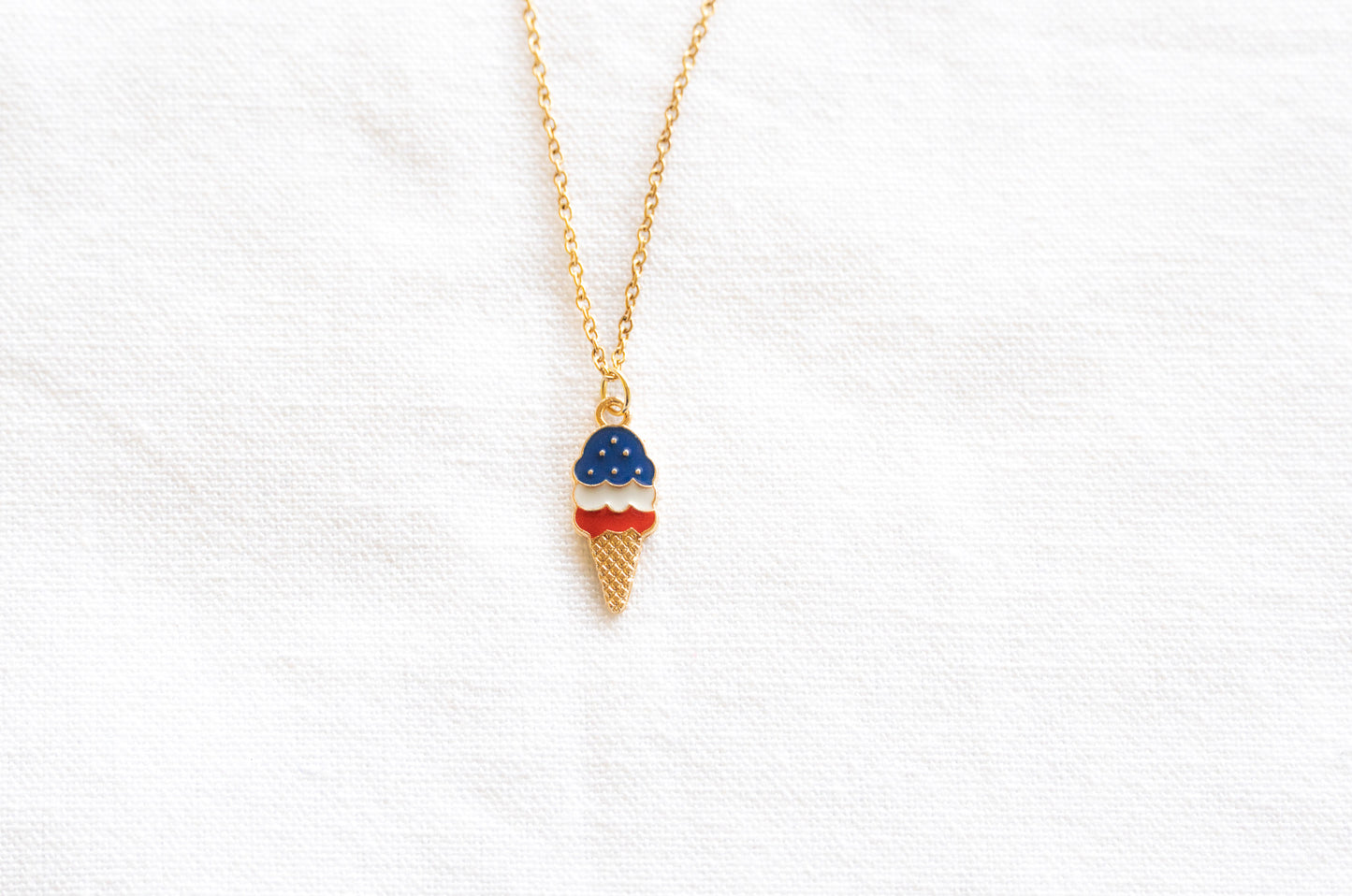 American Flag Ice cream charm necklace