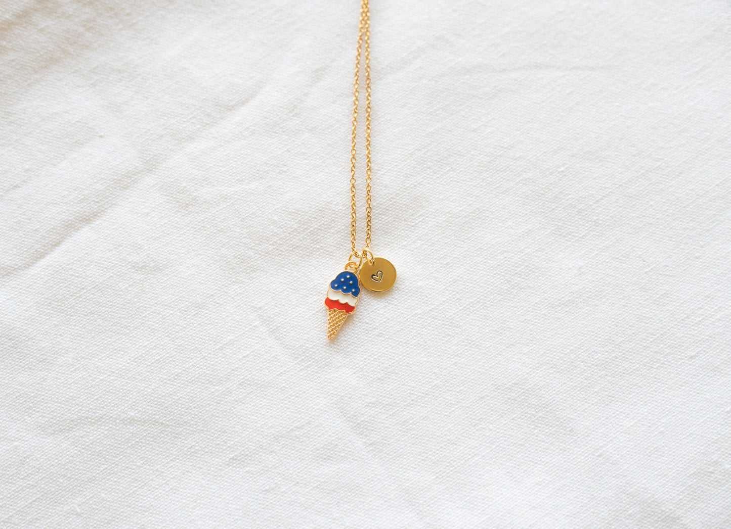 American Flag Ice cream charm necklace