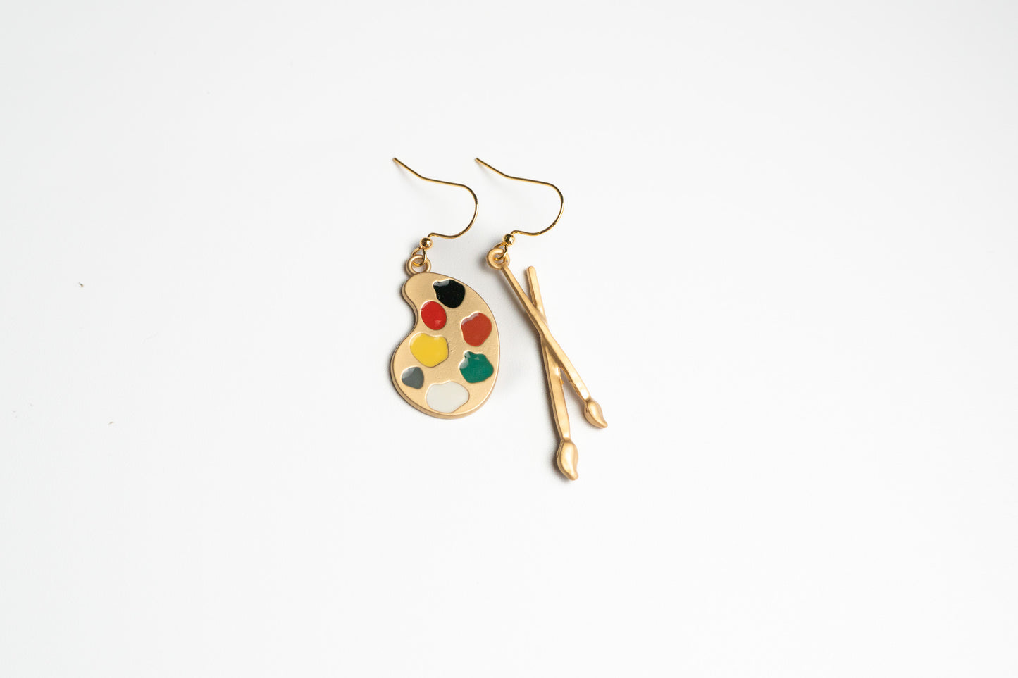 Art Palette Charm with Brush Earrings