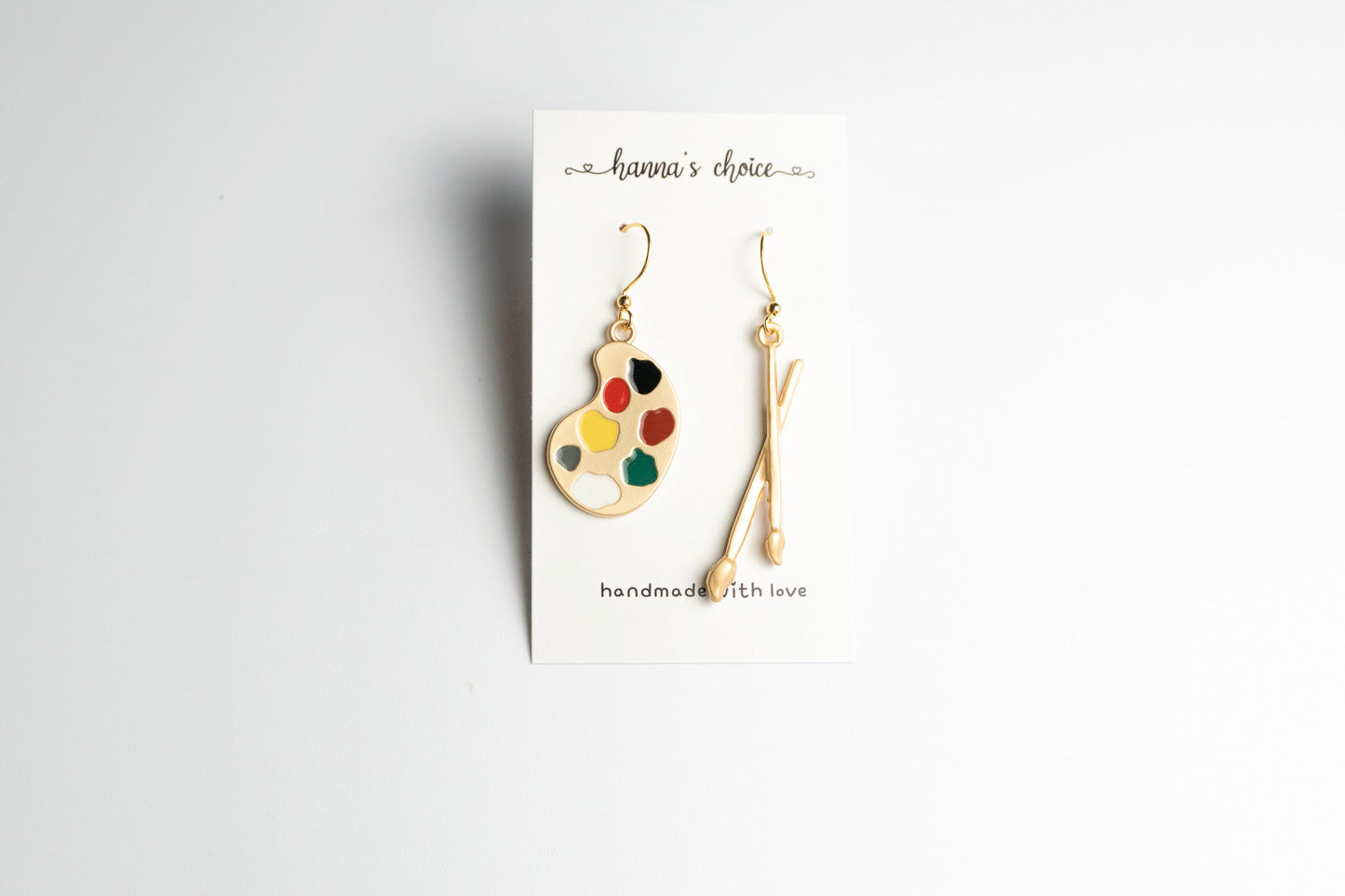 Art Palette Charm with Brush Earrings