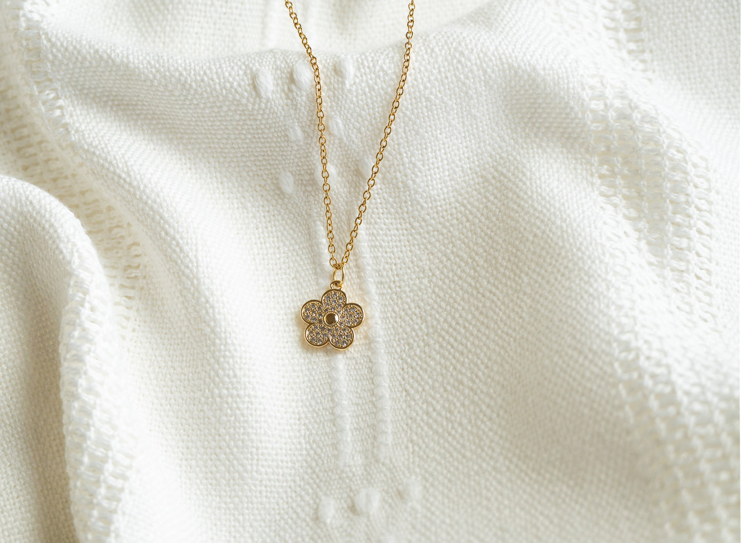 Flower Cubic Zirconia Necklace