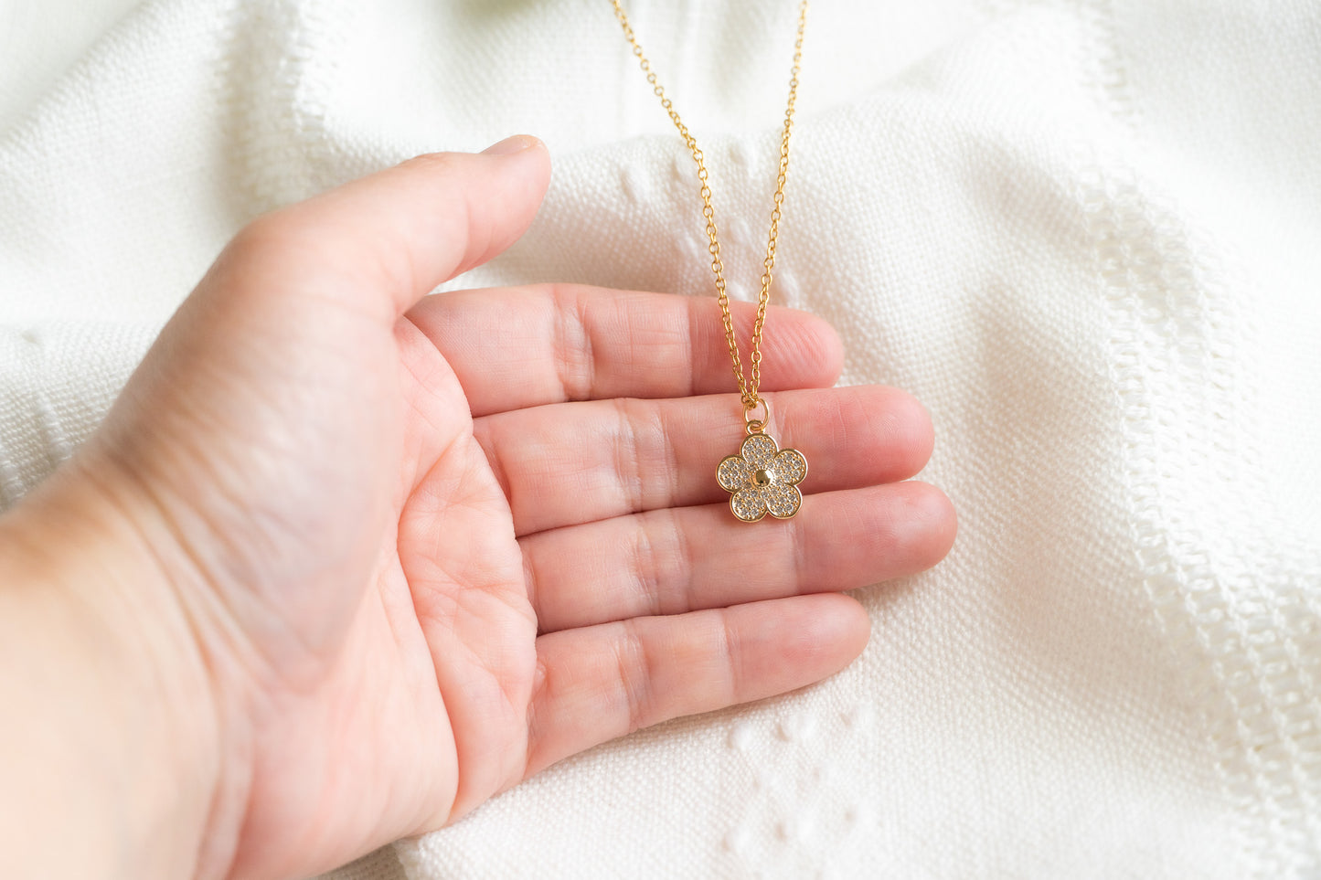 Flower Cubic Zirconia Necklace