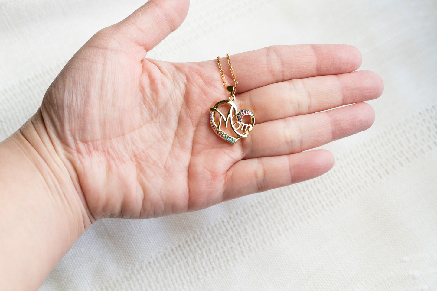 Mom Colorful Heart Necklace