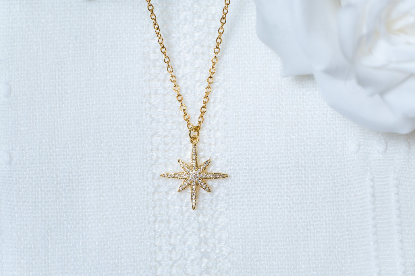 Pave Cubic Zirconia Star Necklace