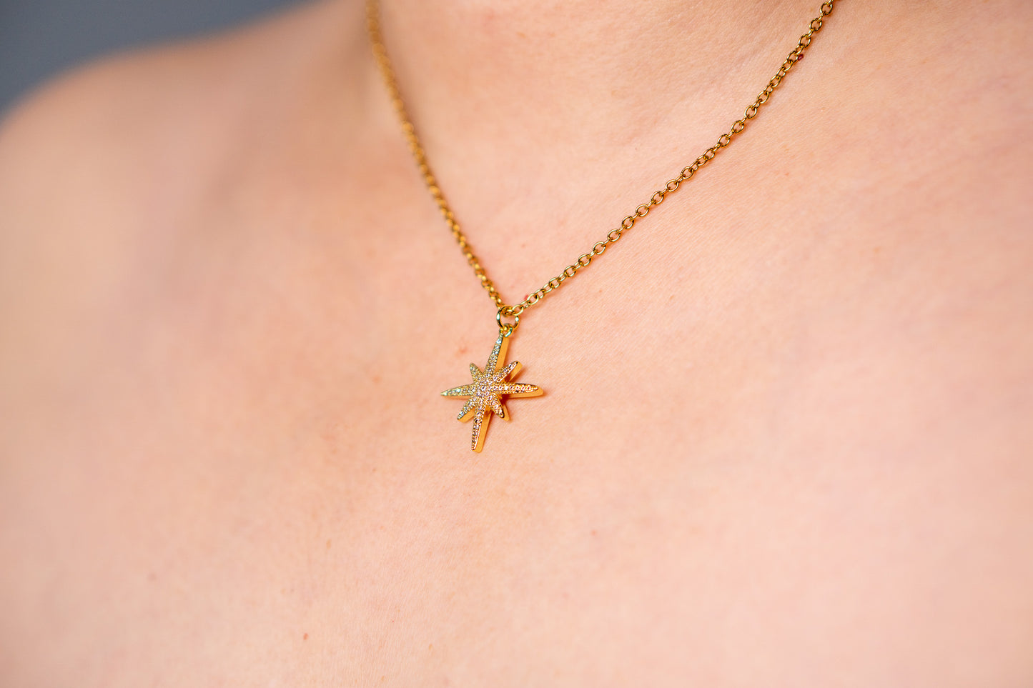 Pave Cubic Zirconia Star Necklace