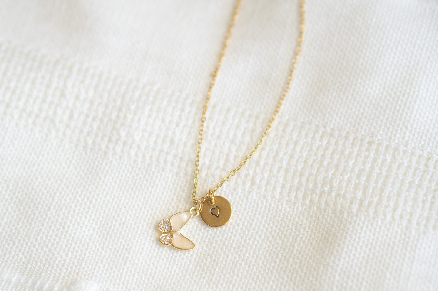 Dainty Butterfly with rhinestone Necklace