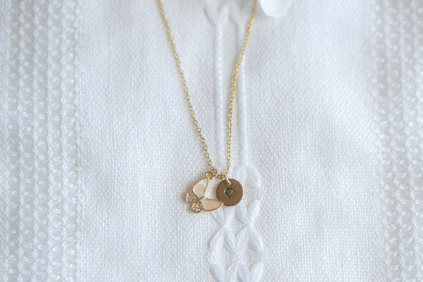 Dainty Butterfly with rhinestone Necklace