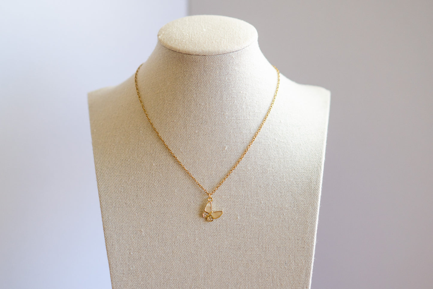 Dainty Butterfly with rhinestone Necklace