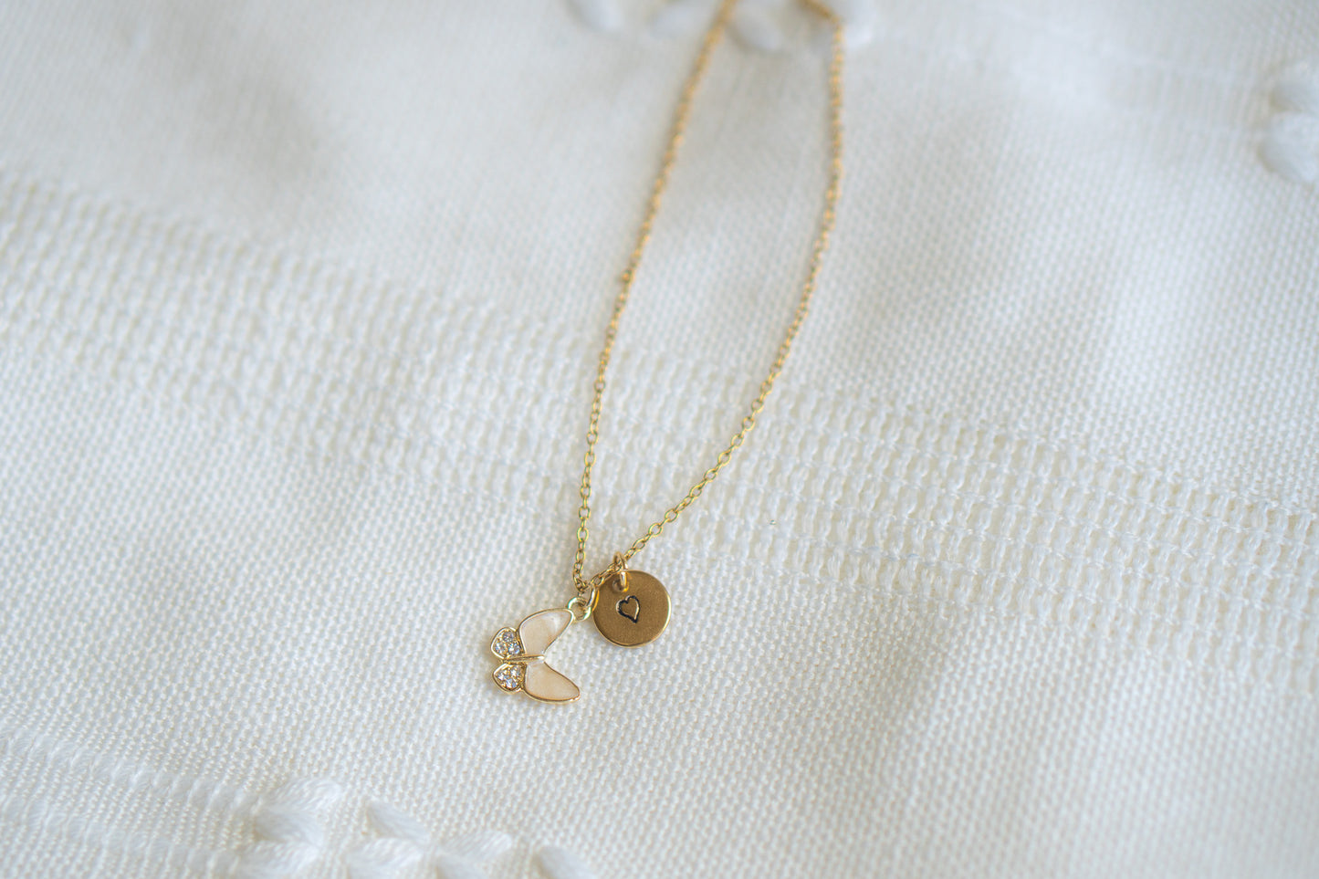 Dainty Butterfly with rhinestone Necklace