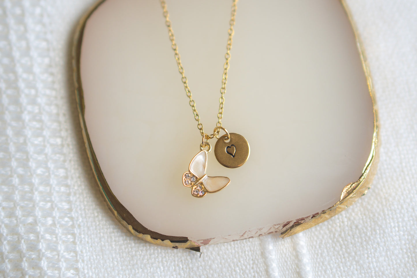 Dainty Butterfly with rhinestone Necklace