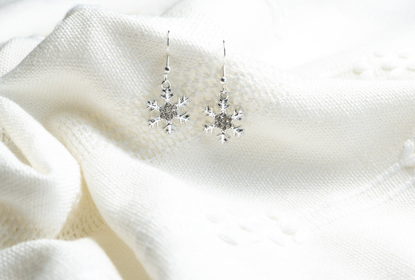 Silver Snowflake Drop Earrings