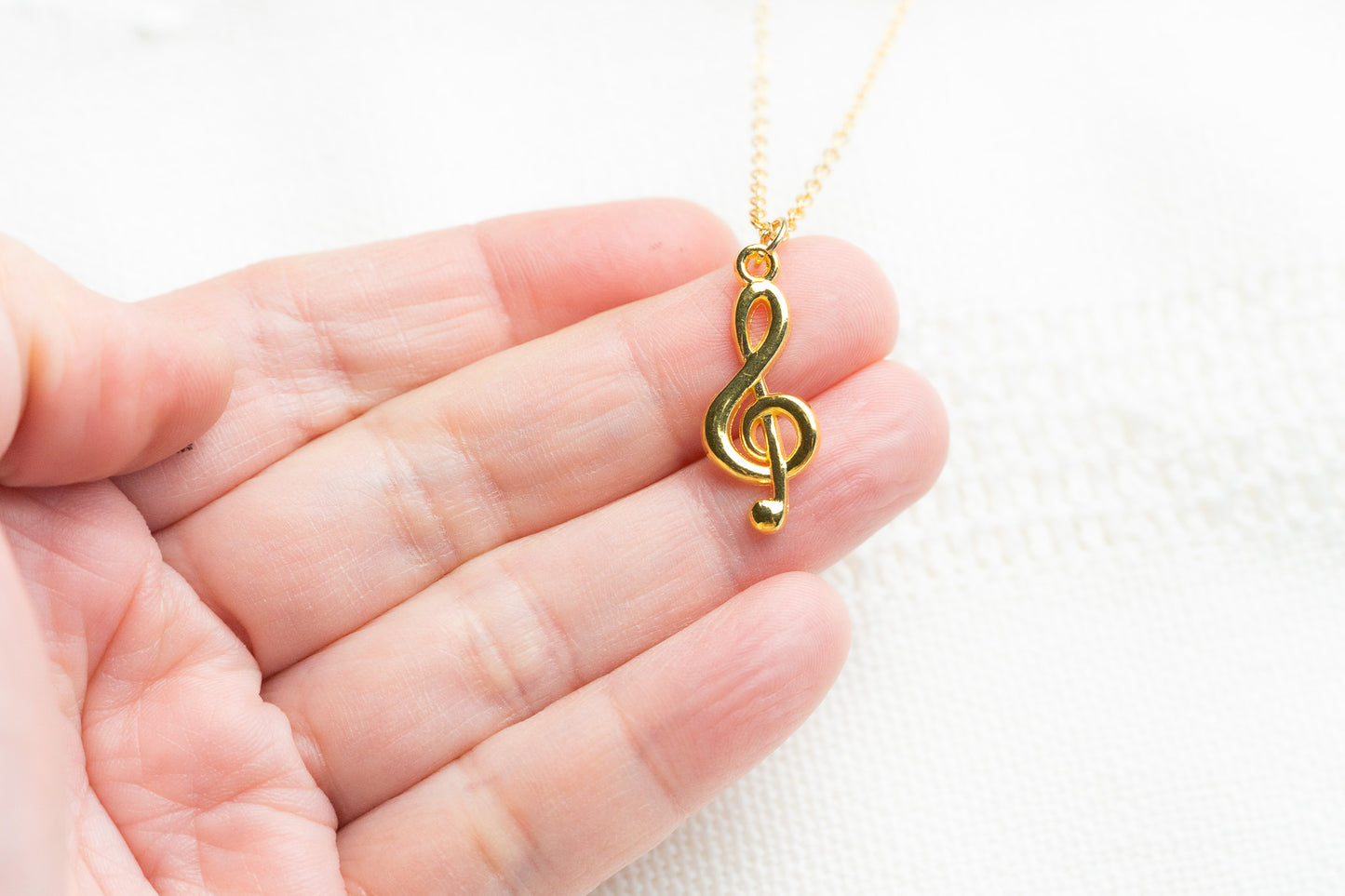 Gold Treble Clef Necklace