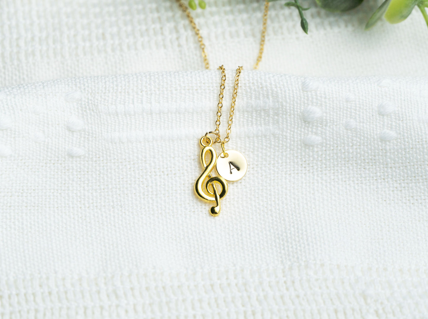 Gold Treble Clef Necklace