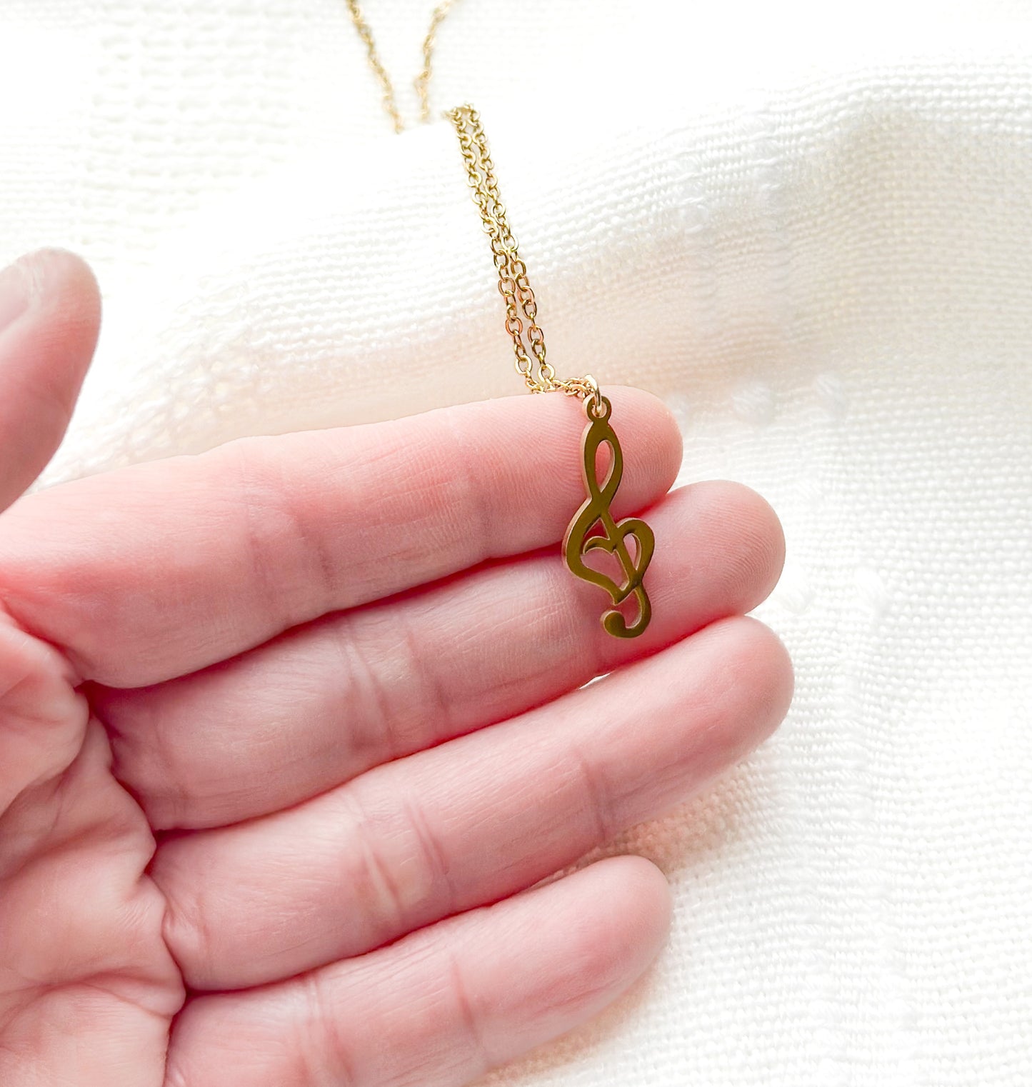 Gold Treble Clef Necklace