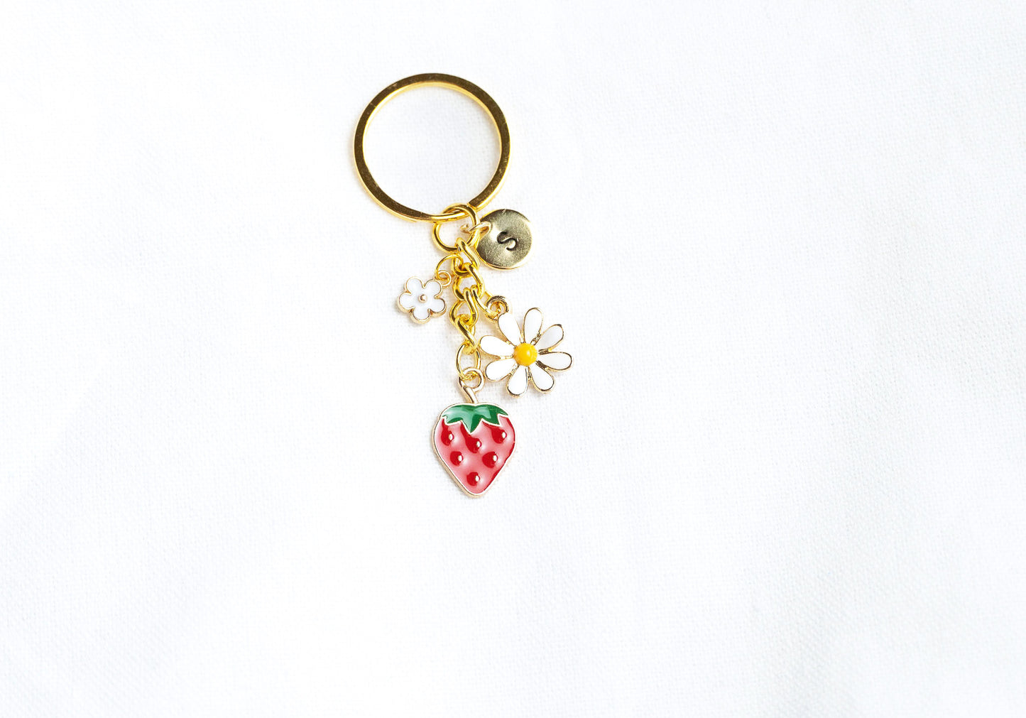 Strawberry and White flower Charm