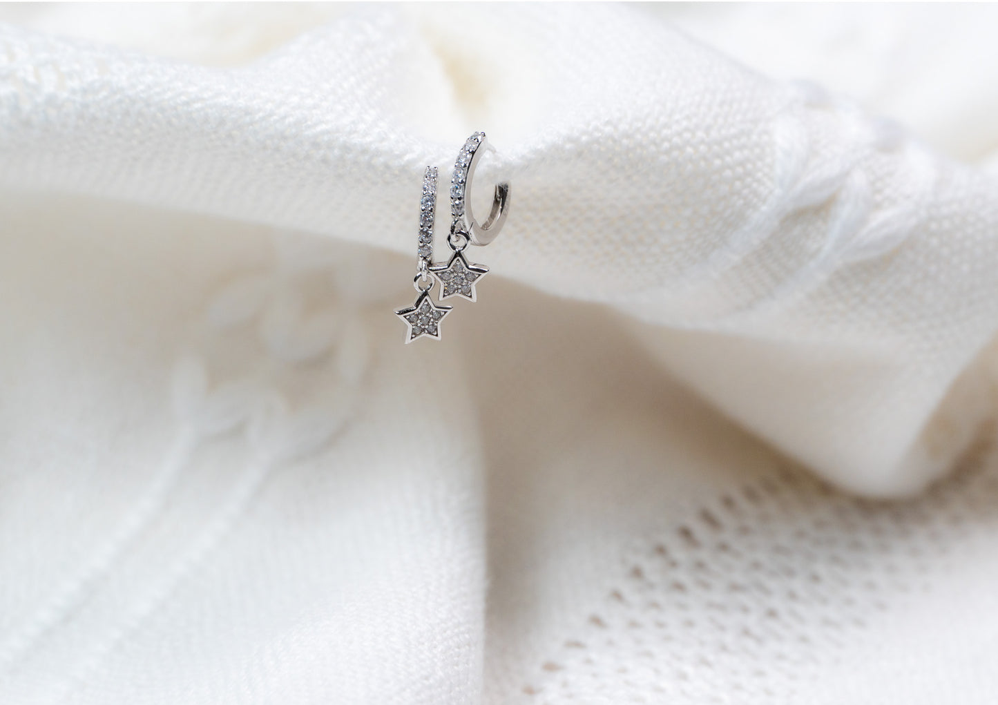 Dainty CZ Diamond Star Small Hoop