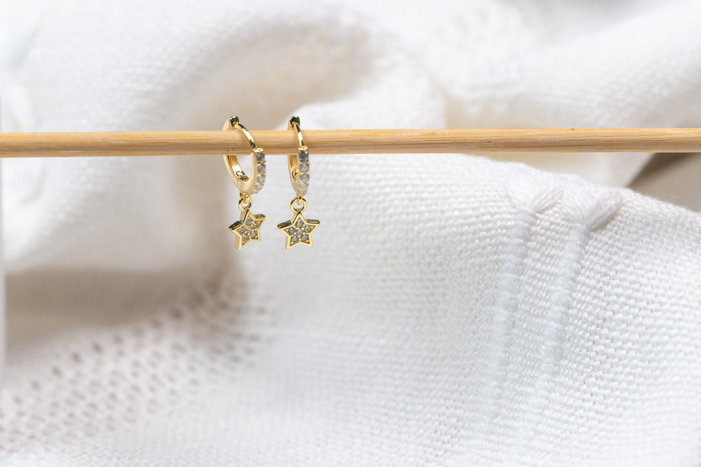 Dainty CZ Diamond Star Small Hoop