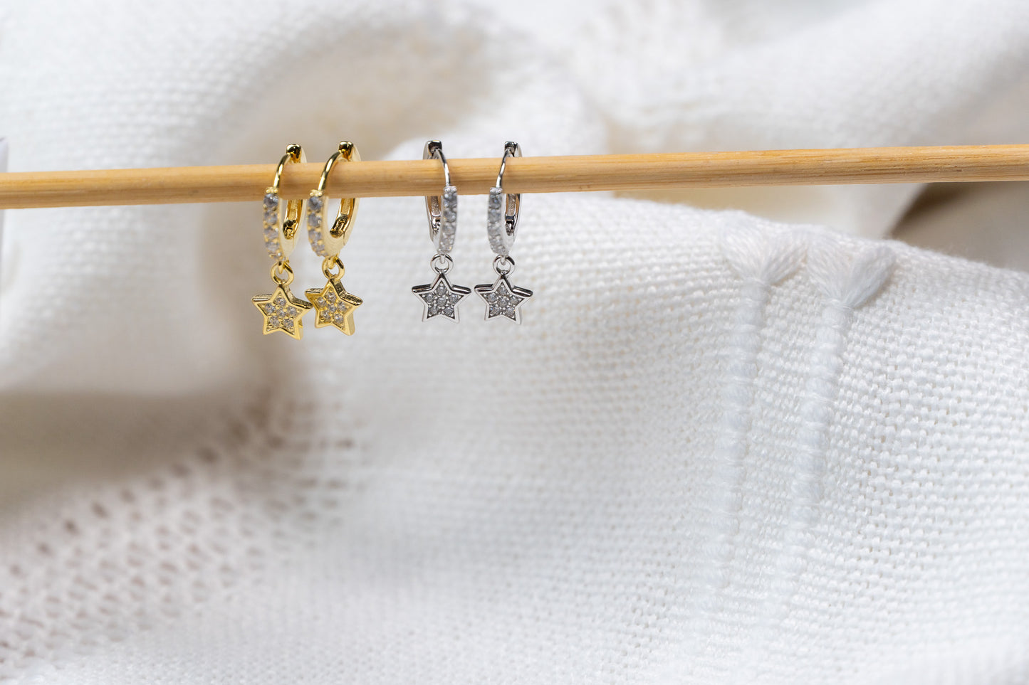 Dainty CZ Diamond Star Small Hoop