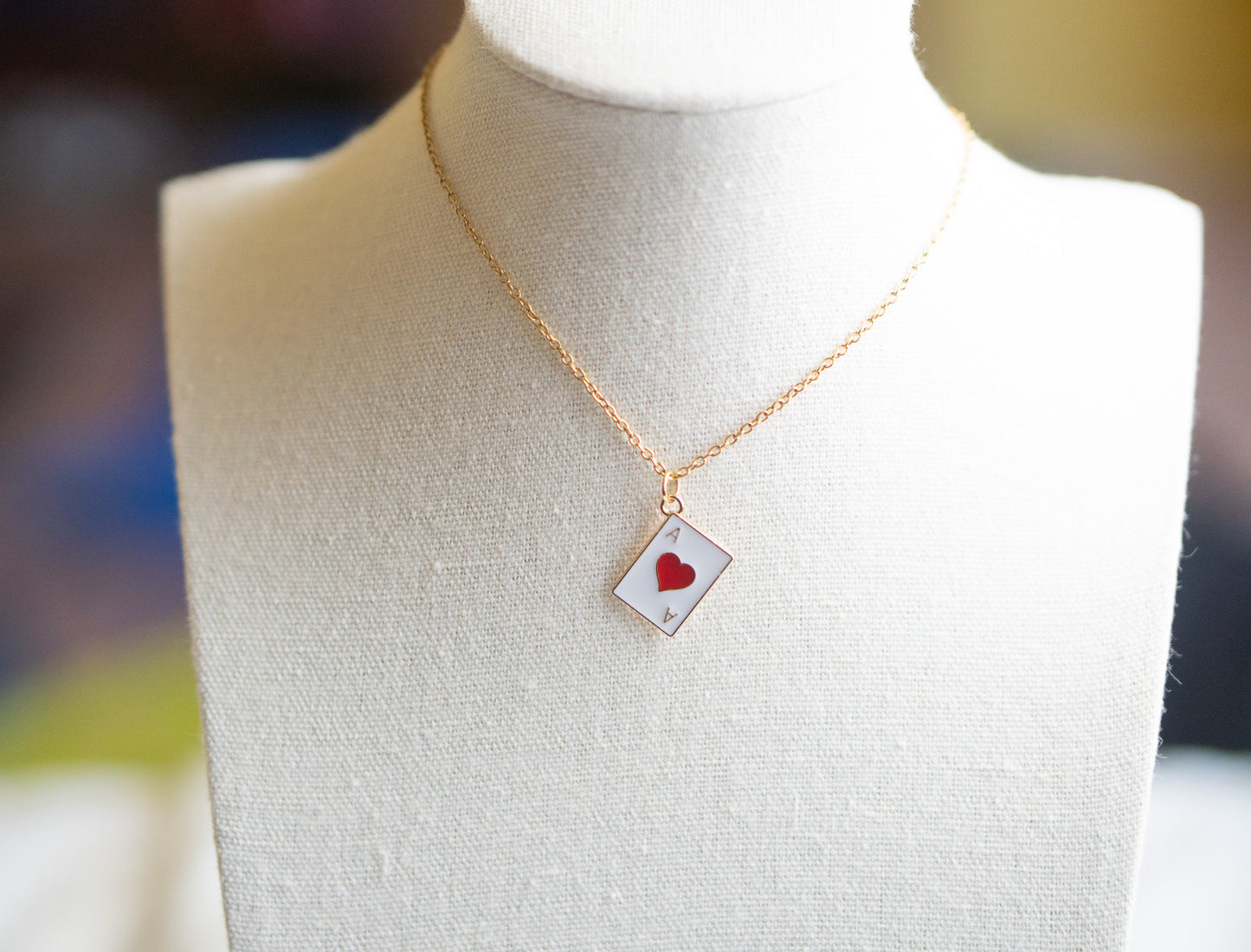 Gold Ace of Heart Charm Necklace