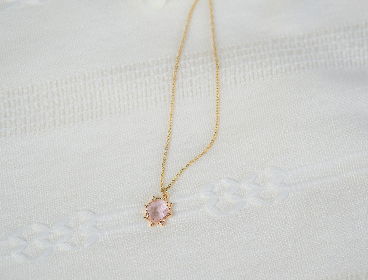 Cute Pink Oval Charm Necklace