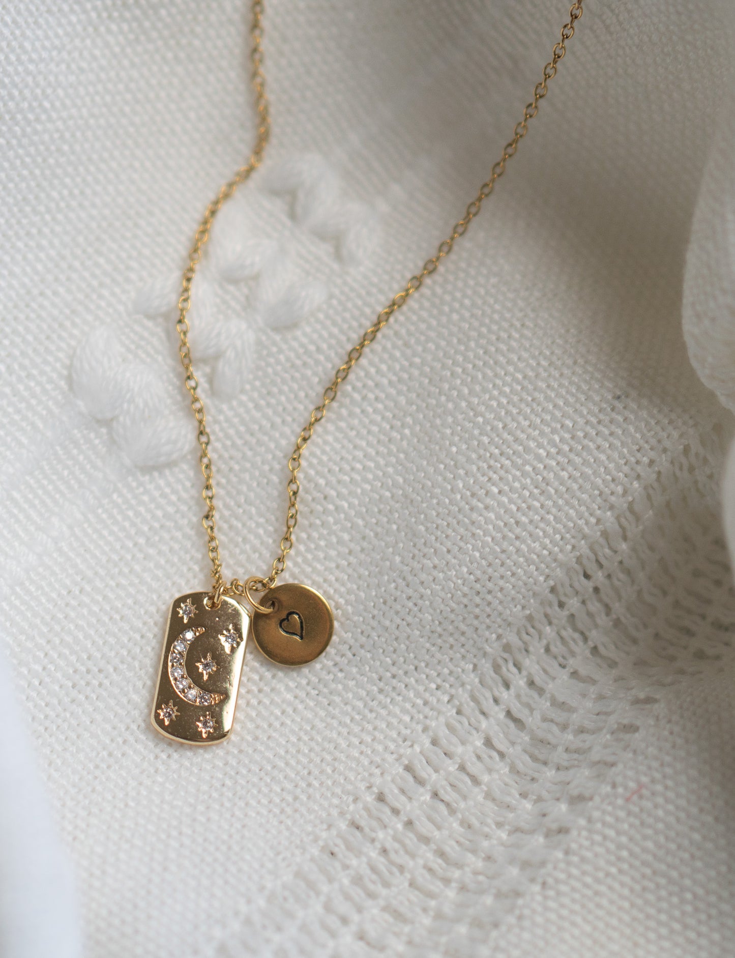 Moon & Star Cubic Zirconia Necklace