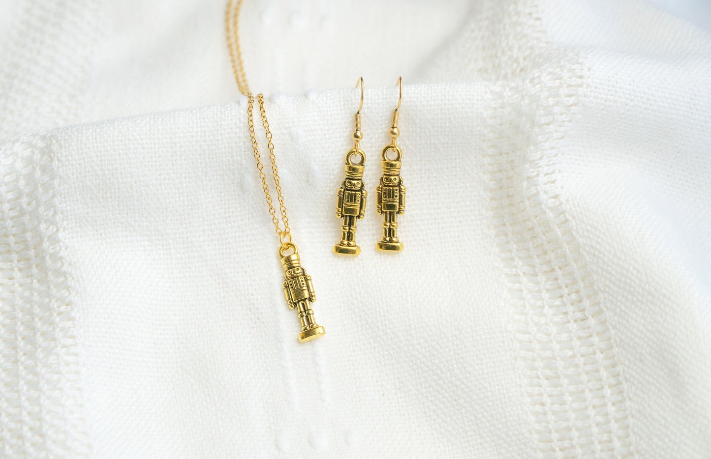 Gold Nutcracker Drop Earrings