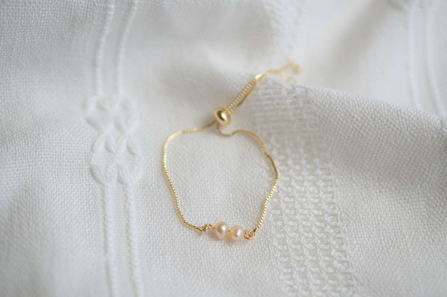 Natural Freshwater Dainty Peach Pearl Bracelet,