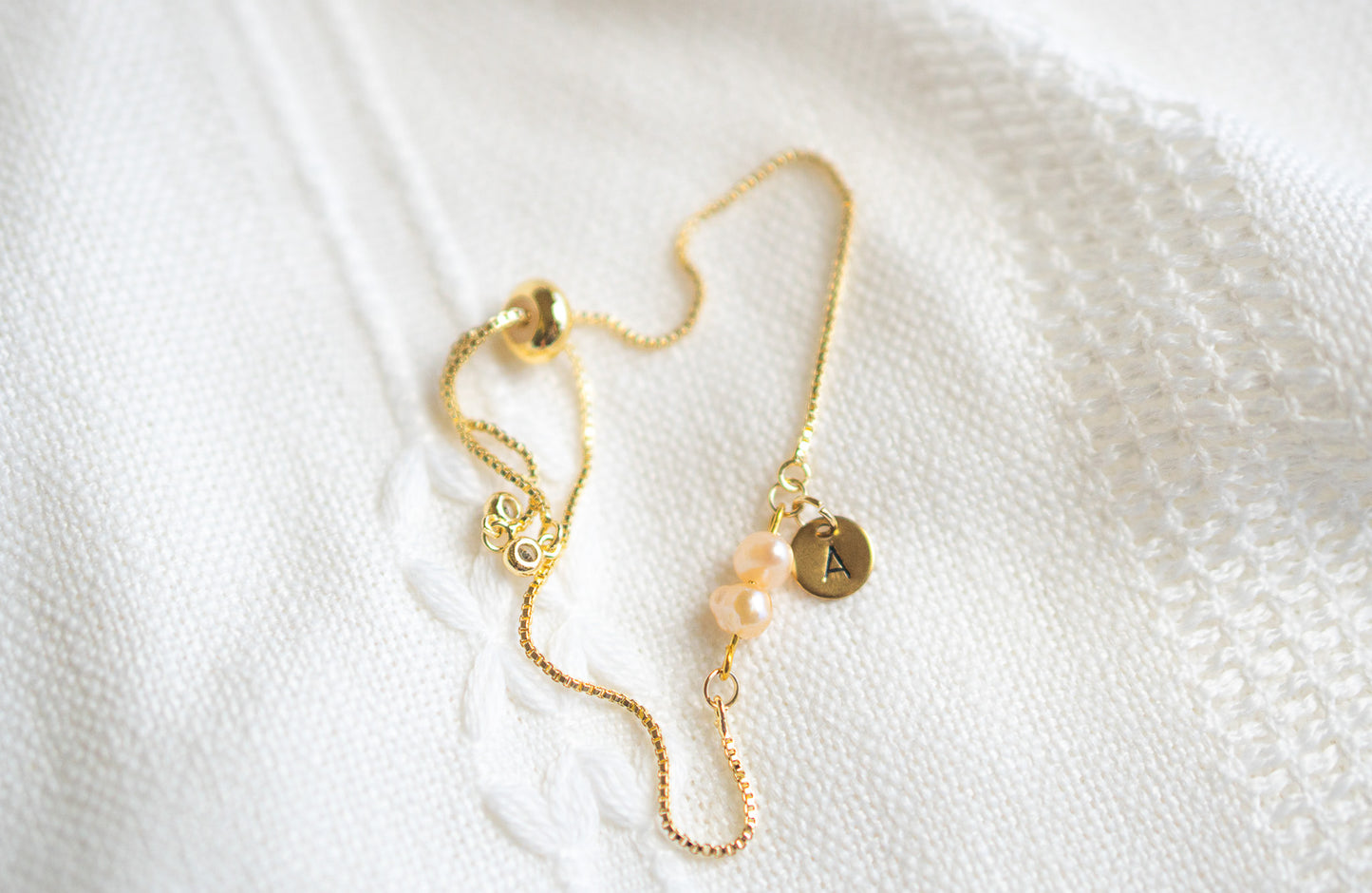 Natural Freshwater Dainty Peach Pearl Bracelet,
