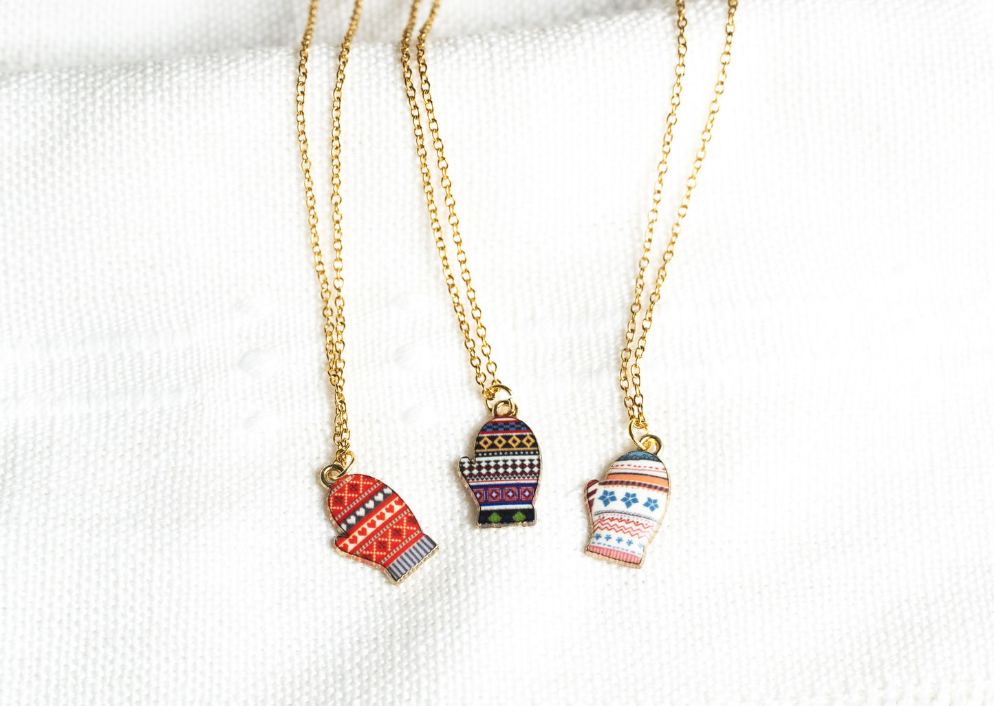 Winter Mitten Charm Necklace