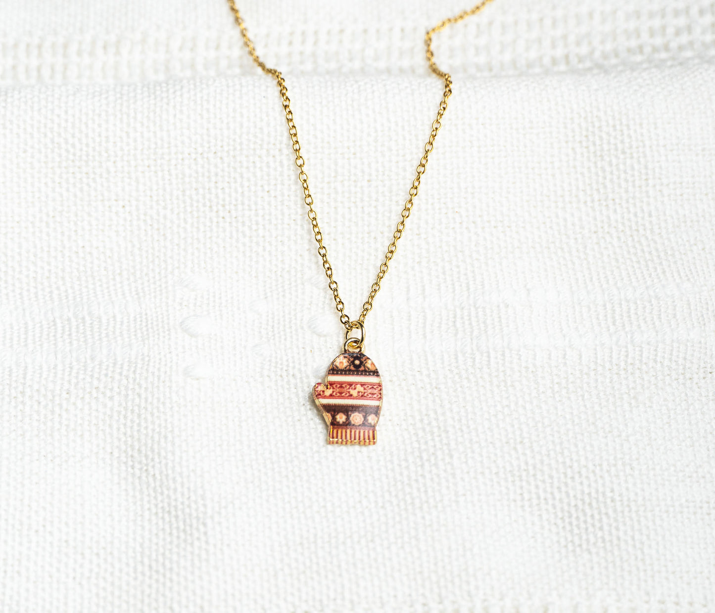 Winter Mitten Charm Necklace