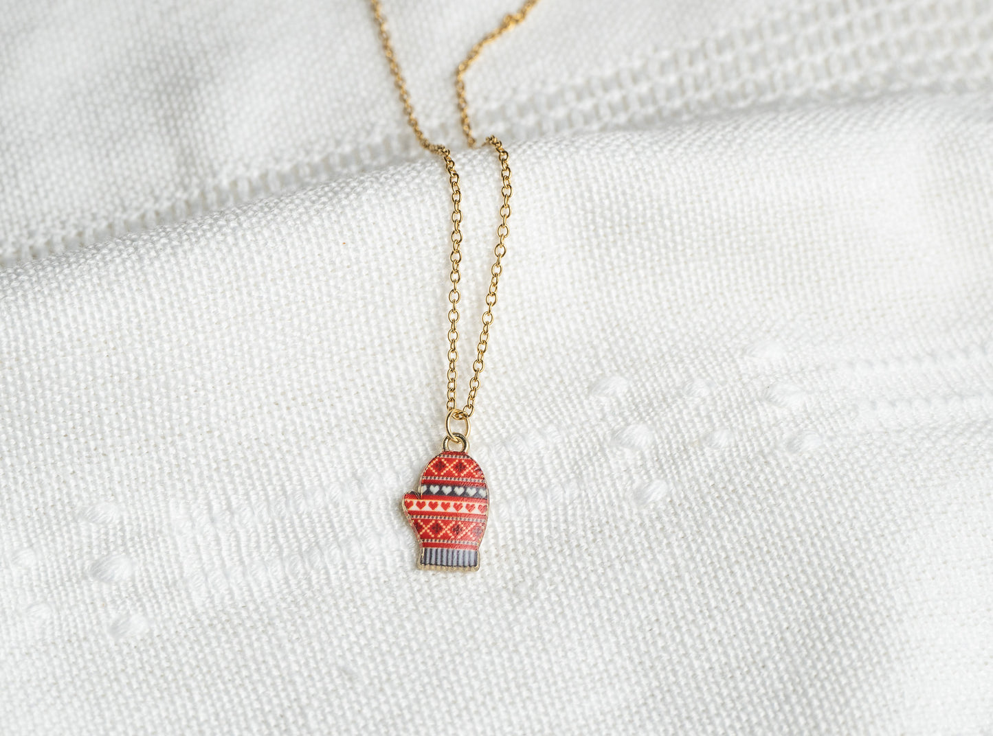 Winter Mitten Charm Necklace