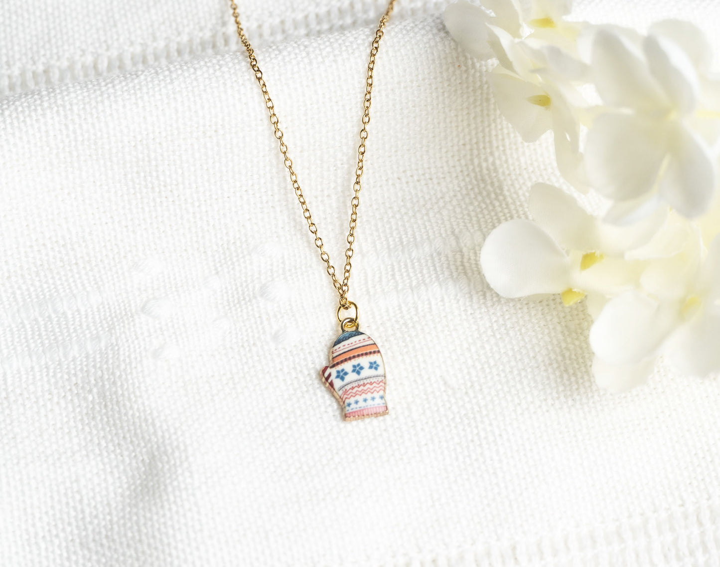 Winter Mitten Charm Necklace