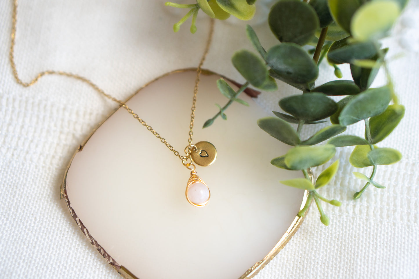 Natural Gemstone Rose Quartz Wire Wrapped Necklace