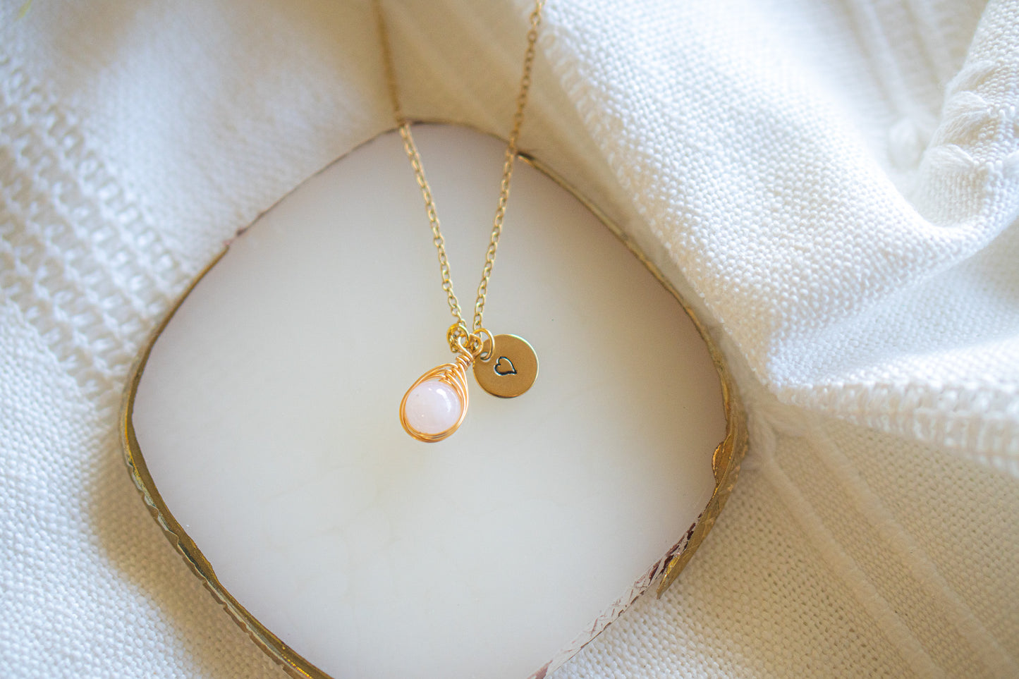 Natural Gemstone Rose Quartz Wire Wrapped Necklace