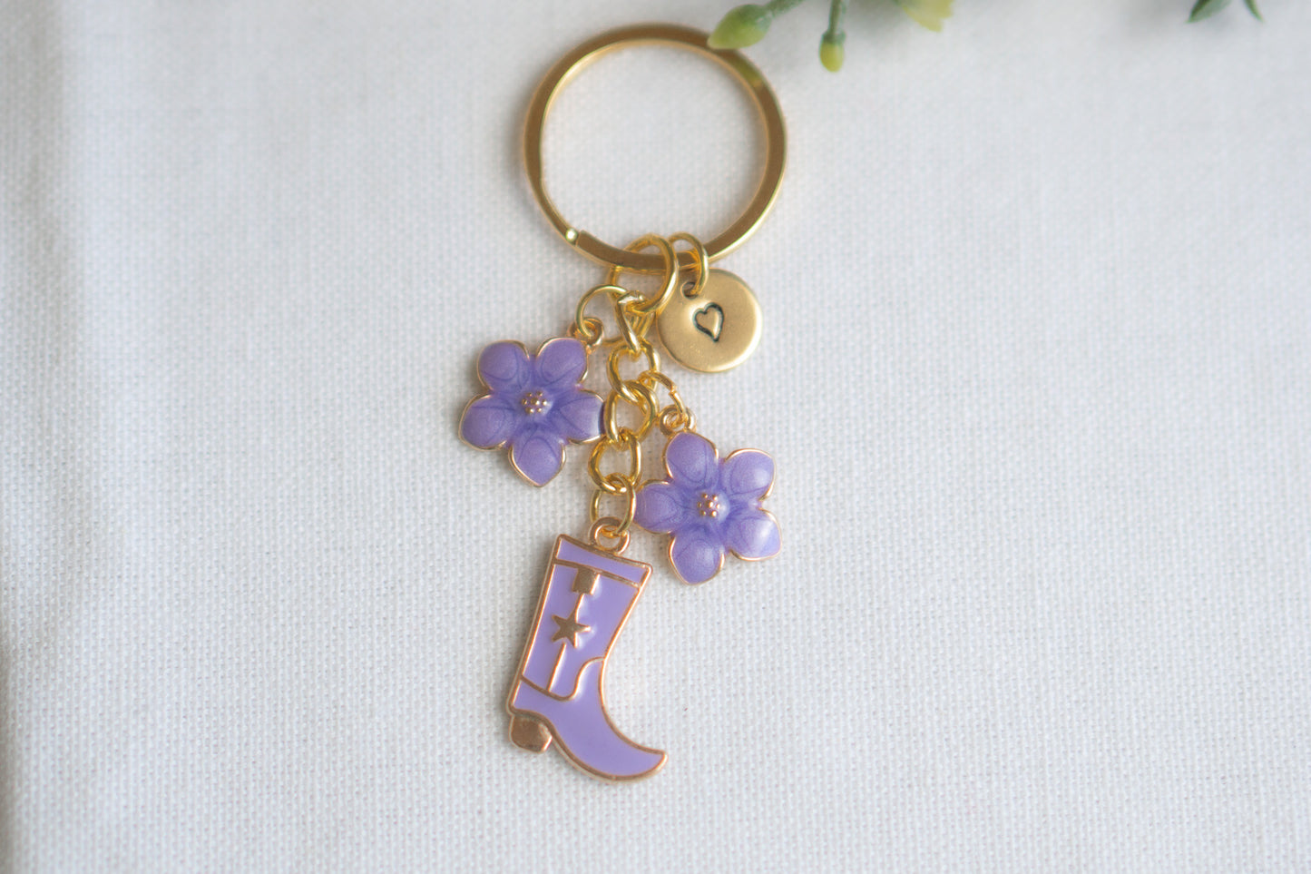 White Flower Cowgirl boots charm Keychain