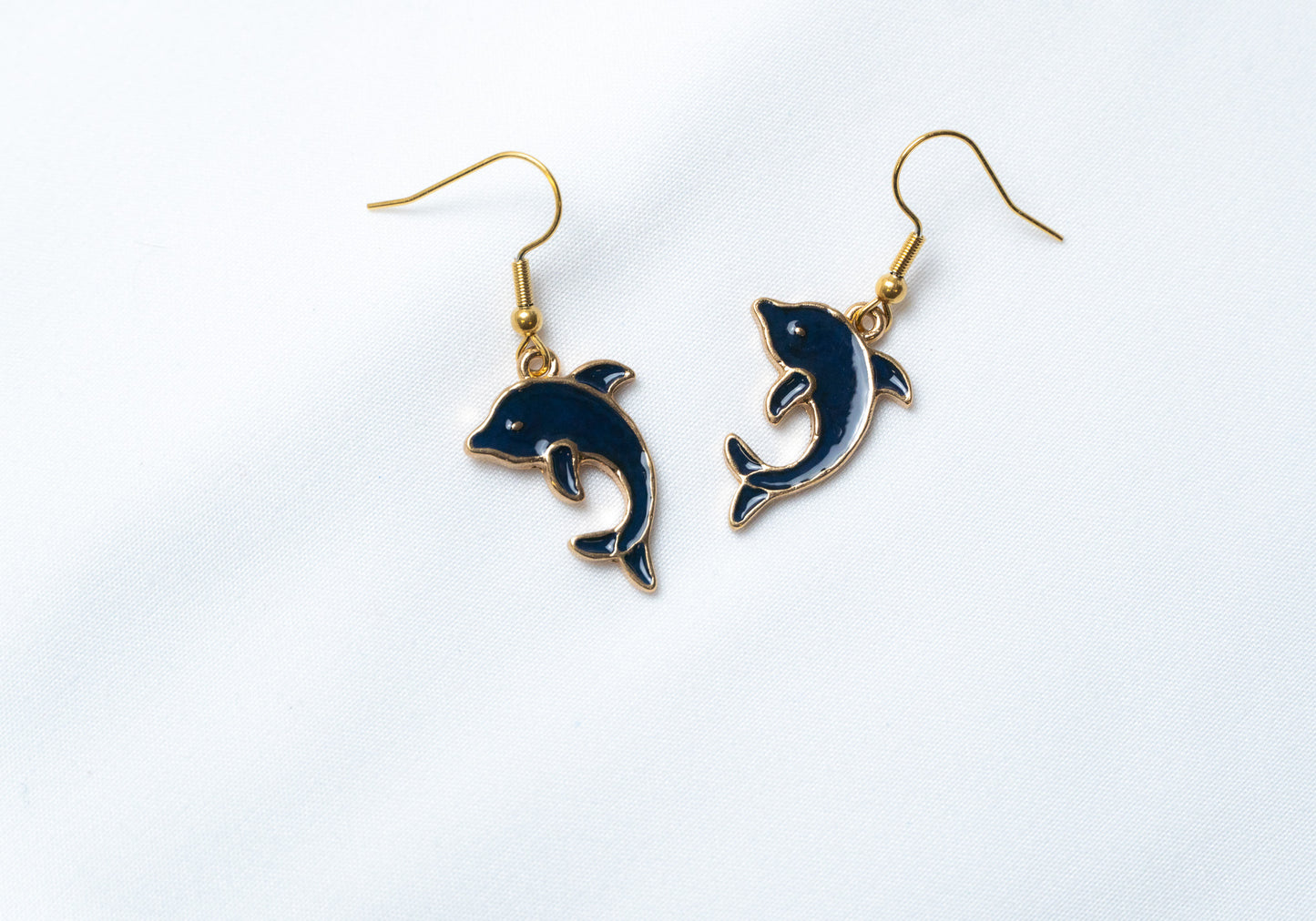 Navy Blue Dolphin Earrings