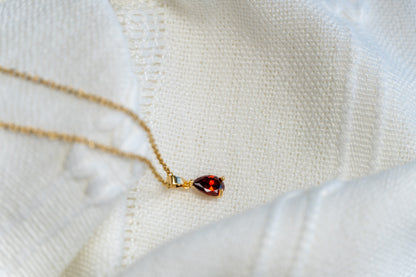 Ruby Cubic Zirconia Teardrop Necklace