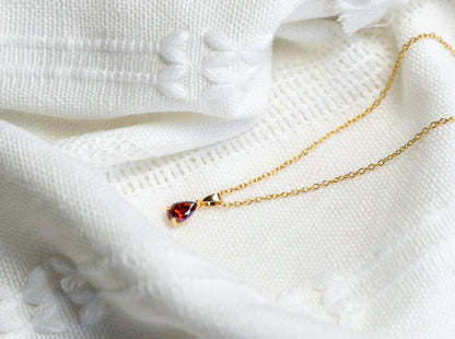 Ruby Cubic Zirconia Teardrop Necklace