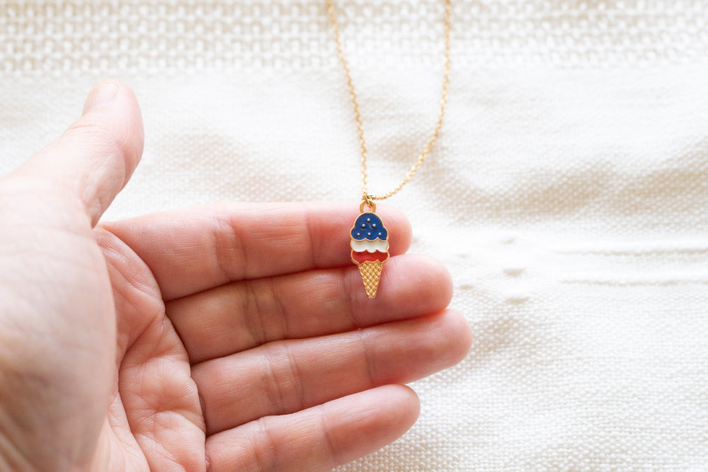 American Flag Ice cream charm necklace