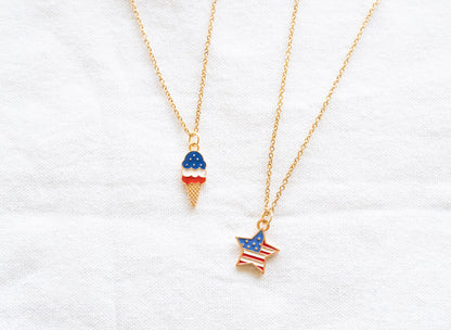 American Flag Ice cream charm necklace