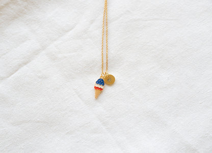 American Flag Ice cream charm necklace
