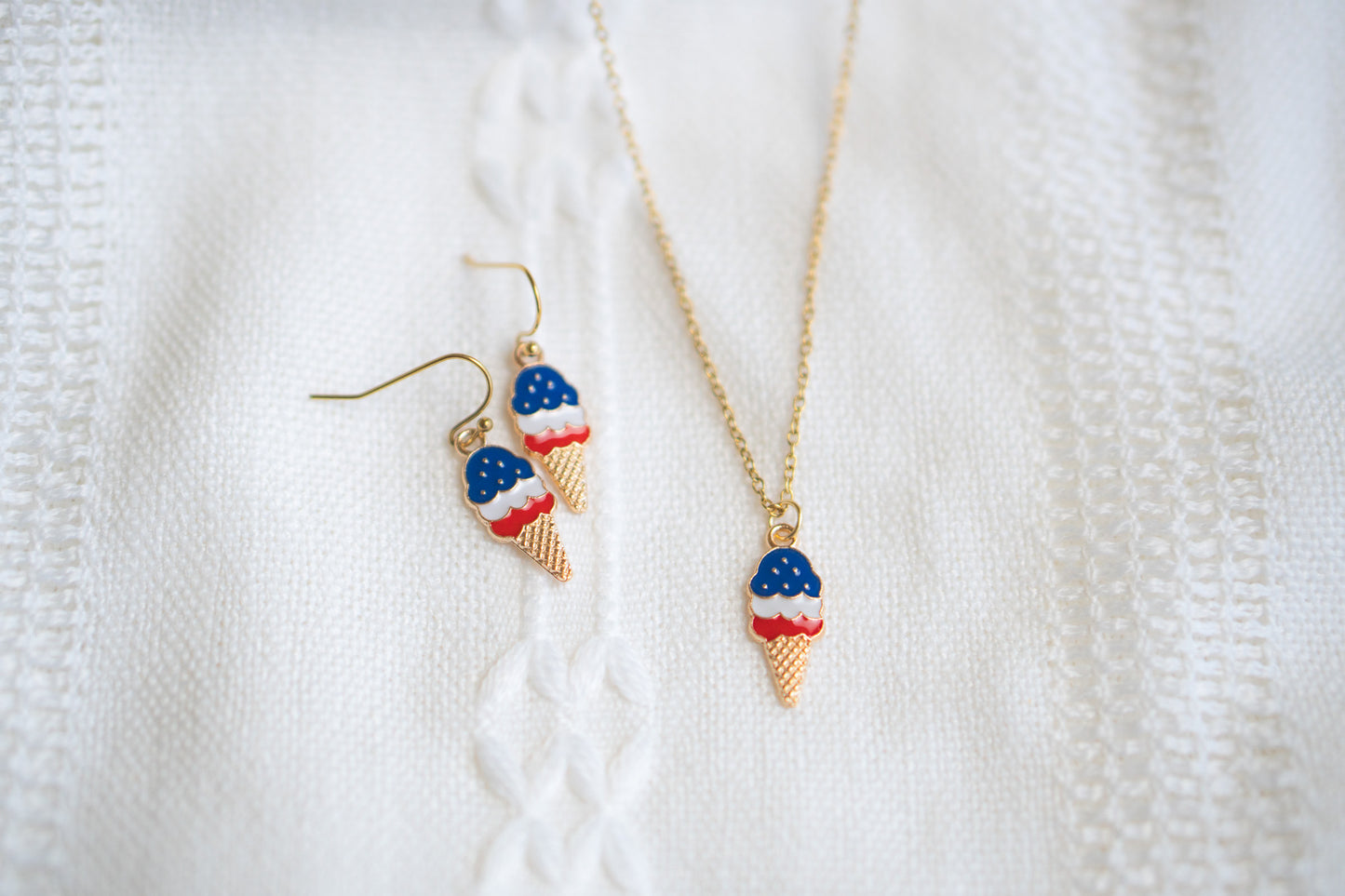 American Flag Ice cream charm necklace