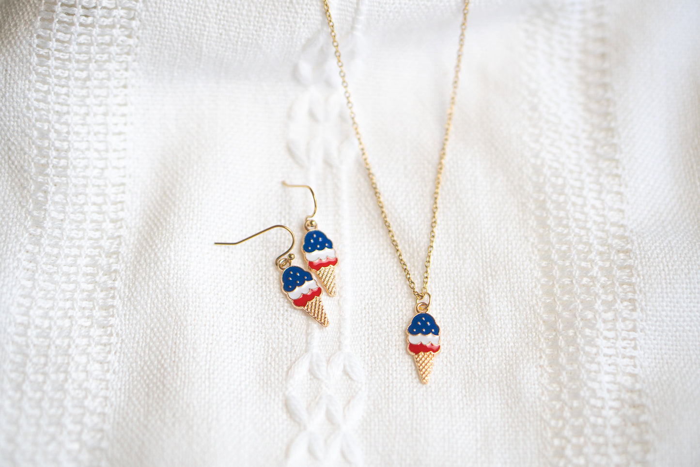 American Flag Ice cream charm necklace