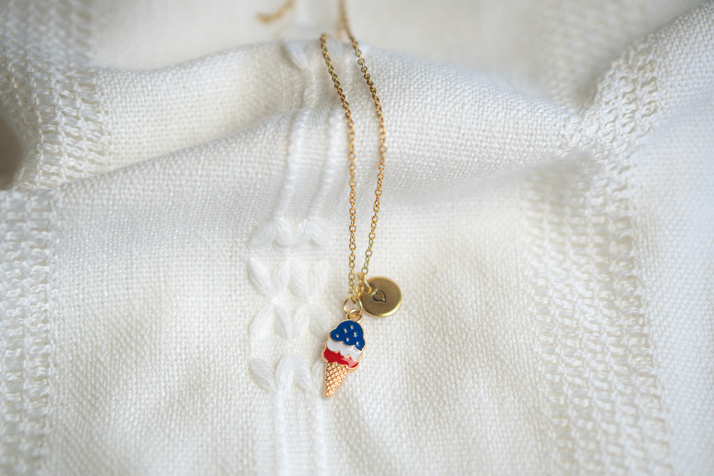 American Flag Ice cream charm necklace