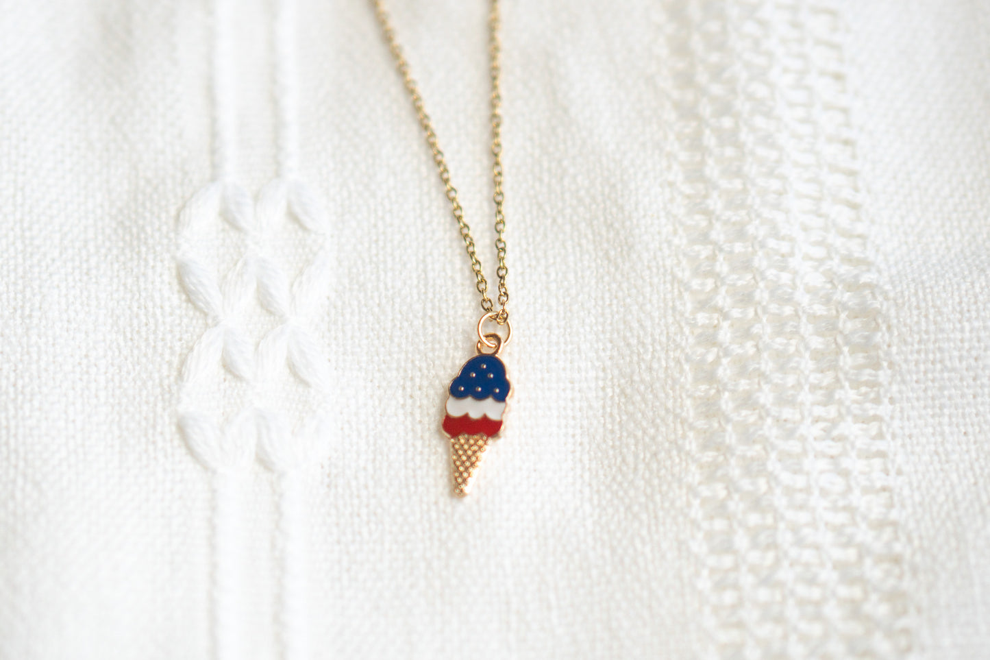 American Flag Ice cream charm necklace