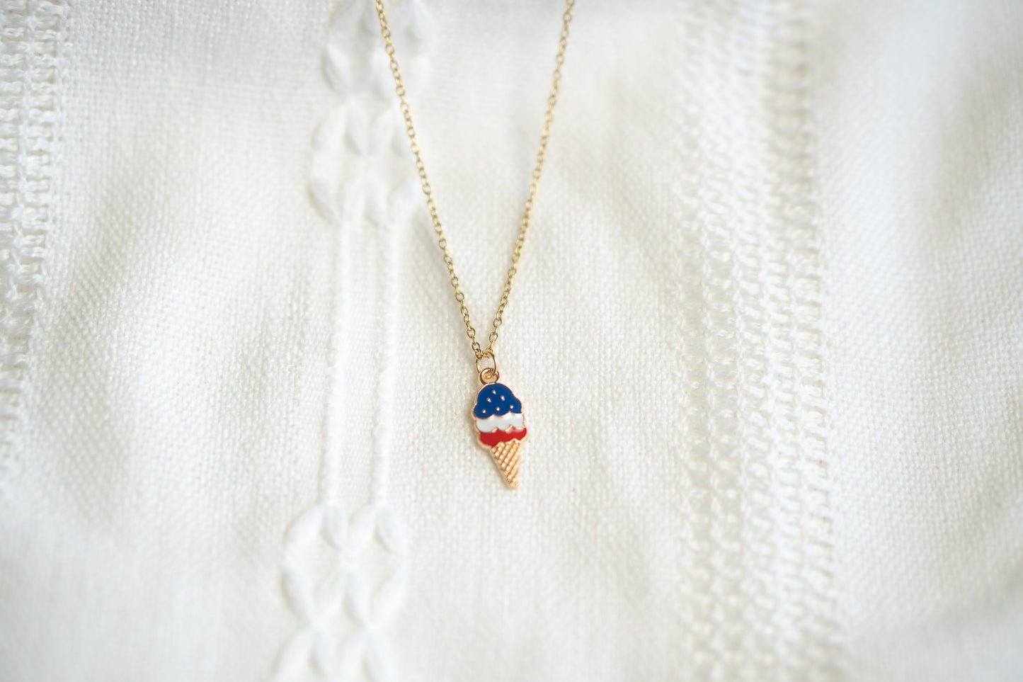 American Flag Ice cream charm necklace