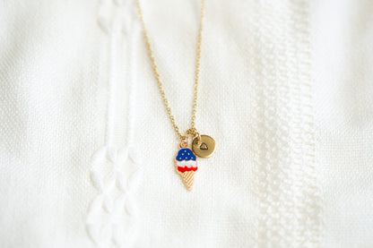 American Flag Ice cream charm necklace