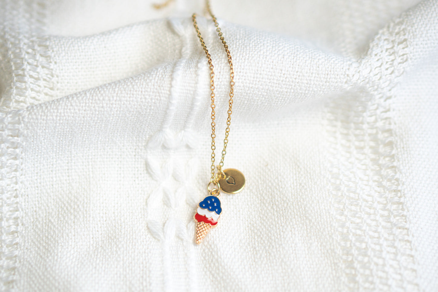 American Flag Ice cream charm necklace