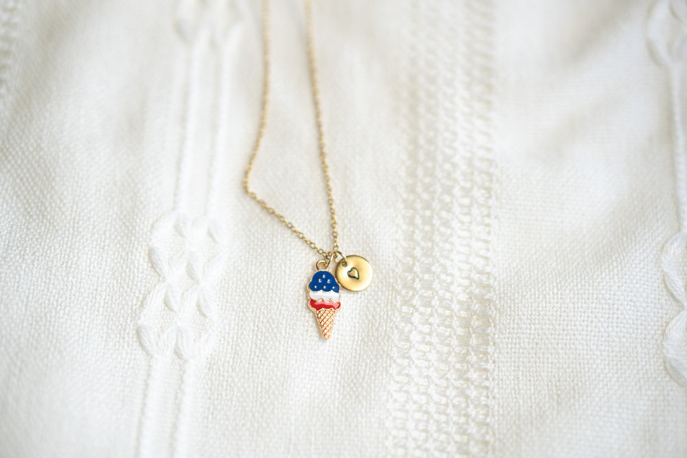 American Flag Ice cream charm necklace